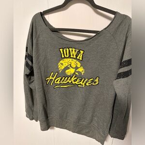 Iowa Hawkeye gray off the shoulder sweater size L